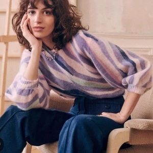 Sezane Chessy Jumper in Zebra Pastel Size Small